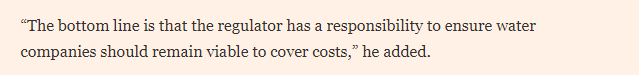 This is an extraordinary statement from someone close to the discussions on Thames Water (presumably not the regulator). It isn't true (it is true only of a well run company that meets its licence conditions) ft.com/content/6ae233…