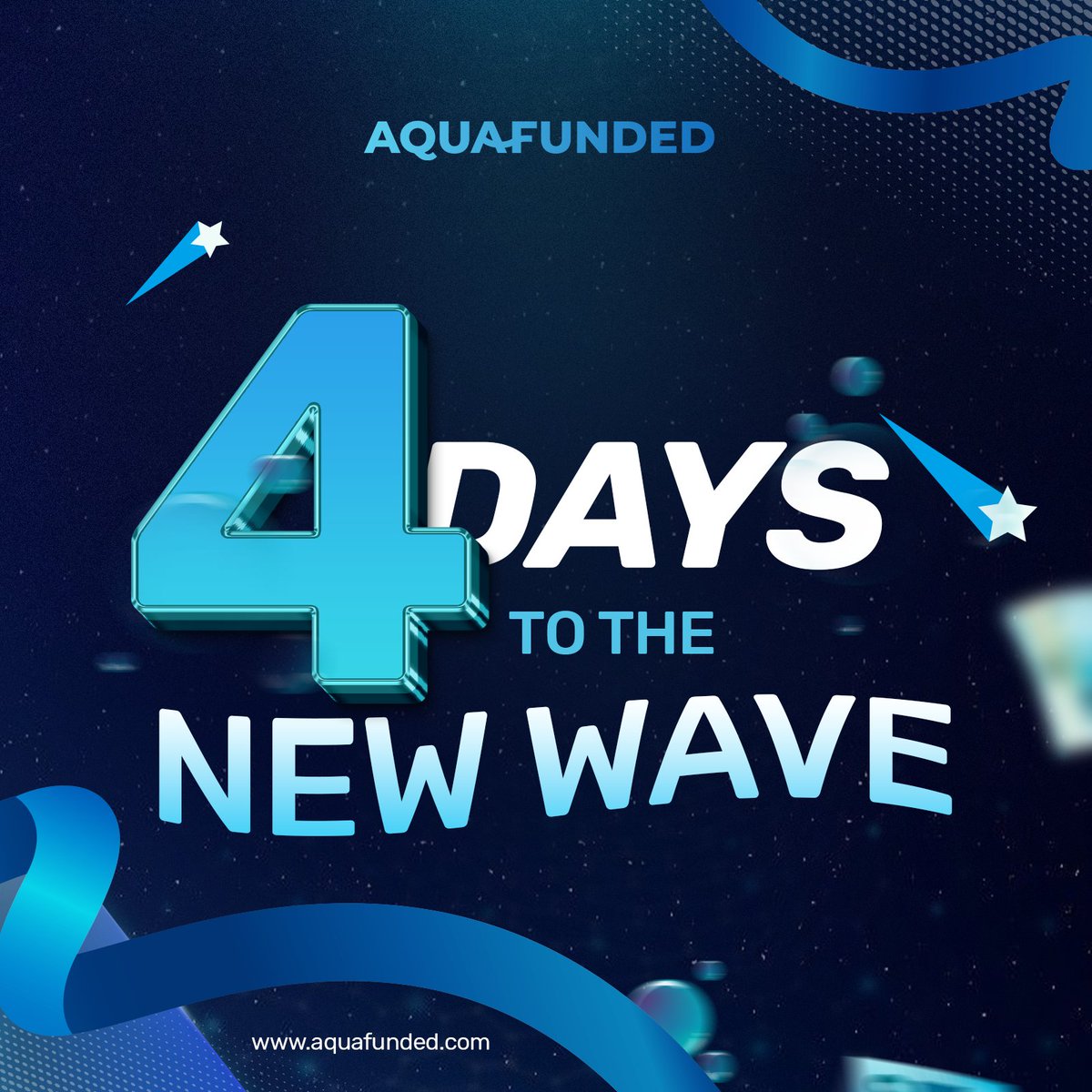 🌊 4 DAYS TO THE NEW WAVE 🌊 We are about to enhance all aspects of AquaFunded 🌊 Today we are hosting 5 x $10k X Giveaway 🔥 1️⃣ Follow @AquaFunded & enable notifications 2️⃣ Like, Retweet & Tag 3 traders 3️⃣ Engage with our pinned post