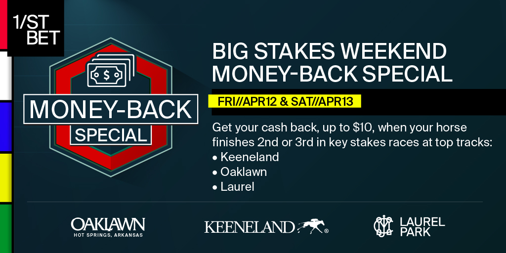 There's lots of great racing this weekend and to top it all off we've got a $10 money-back special that covers the hottest stakes races at Keeneland, Laurel and Oaklawn! 💸 Be sure to register 👇 news.1st.com/promotion-land…
