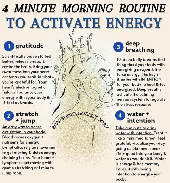 4 Minute morning routine to activate energy