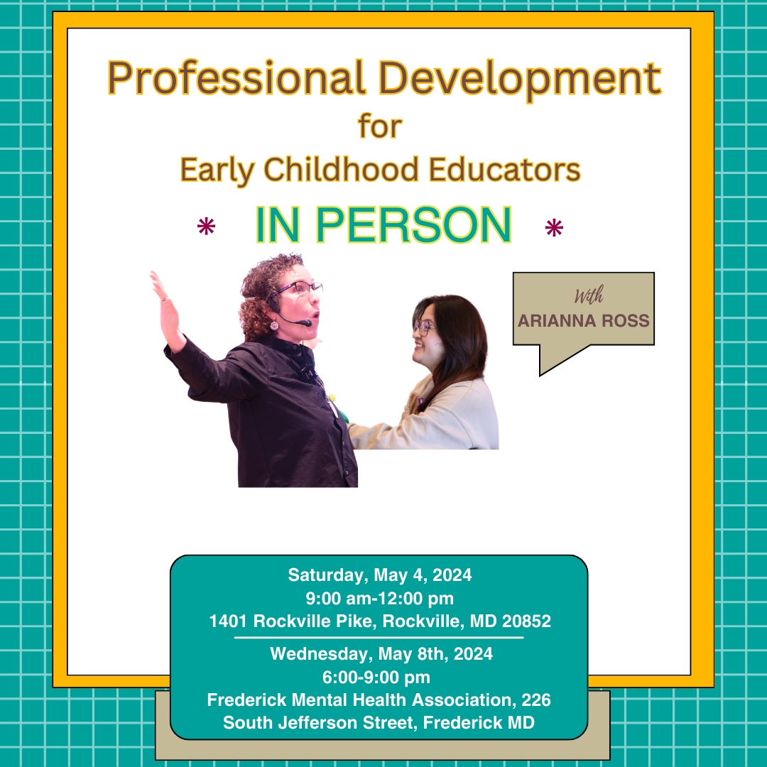 FREE Professional Development Workshop IN PERSON to earn MSDE Clock Hours! Two dates and locations to choose from.

Saturday, May 4th: bit.ly/3U8hpIZ 
OR
Wednesday, May 8th: bit.ly/3xmVipk