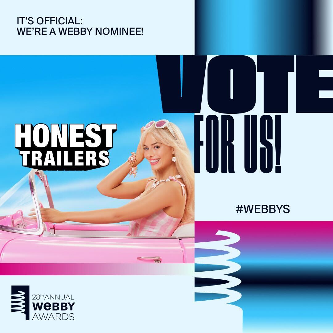 Feeling the Kenergy, with our Barbie Honest Trailer up for two #Webbys 🎀 Cast your @TheWebbyAwards vote: 🗳️ Best Viral Video: wbby.co/40197N 🗳️ Best Writing: wbby.co/40225N