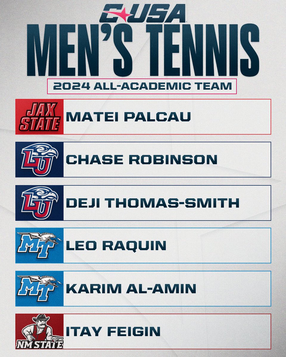 2024 CUSA Men's Tennis All-Academic Team 🎾 #NoLimitsOnUs | bit.ly/3UhC25T