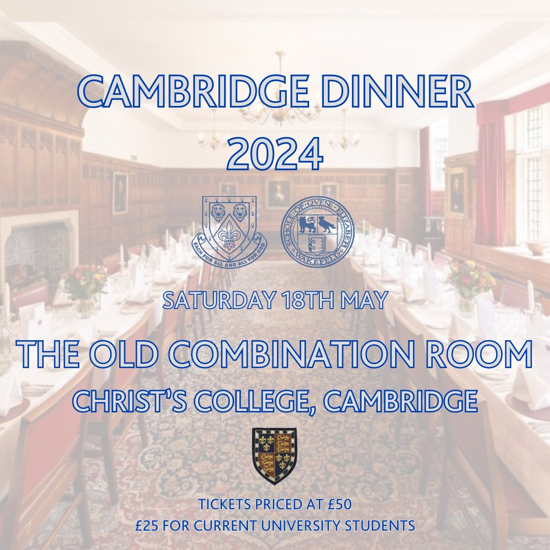 🎓✨ Attention Old Girls & Old Savs! 🌟 Join us for the highly anticipated Cambridge Dinner on May 18th at Christ's College, Cambridge. Partners are welcome, and the dress code is Black Tie/Lounge Suit. Secure your spot by May 8th! 🍽️ Tickets: bit.ly/43XD8qI