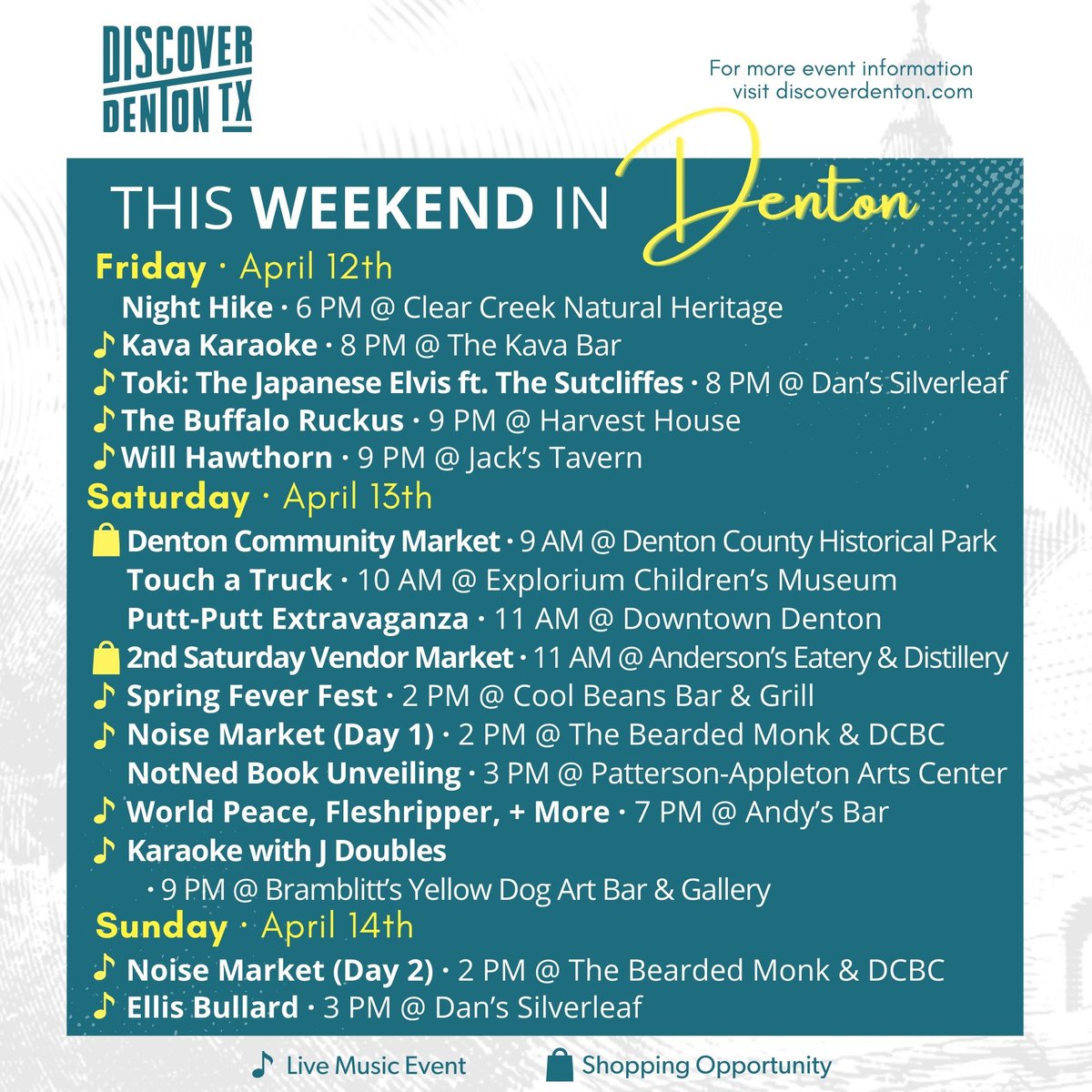 Get ready for another fun weekend in Denton! Swipe ➡️ for some of the can't miss events happening around town!