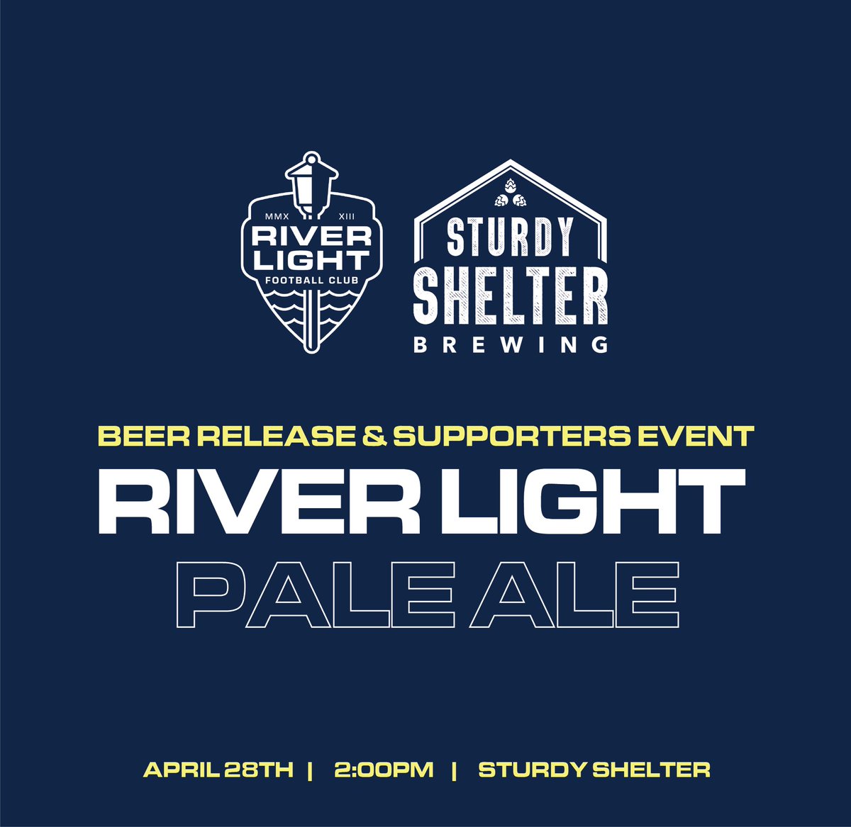 It’s nearly ready 🍻 Join us April 28th at @sturdyshelterbrewing for the release of our 𝗥𝗶𝘃𝗲𝗿 𝗟𝗶𝗴𝗵𝘁 𝗣𝗮𝗹𝗲 𝗔𝗹𝗲! Enjoy beer, play Bingo, check out merch and meet River Light FC staff 🔆 app.gopassage.com/events/sturdy-…