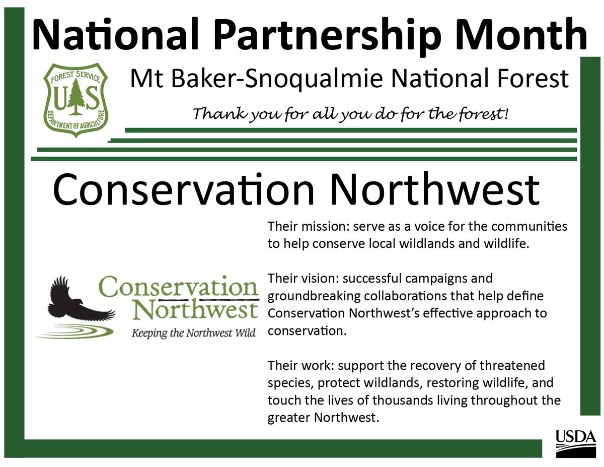 Closing out the week highlighting our wonderful partnership with @ConservationNW! Thank you for your commitment to keeping the Northwest wild! #MBS #USDAForestService #partners