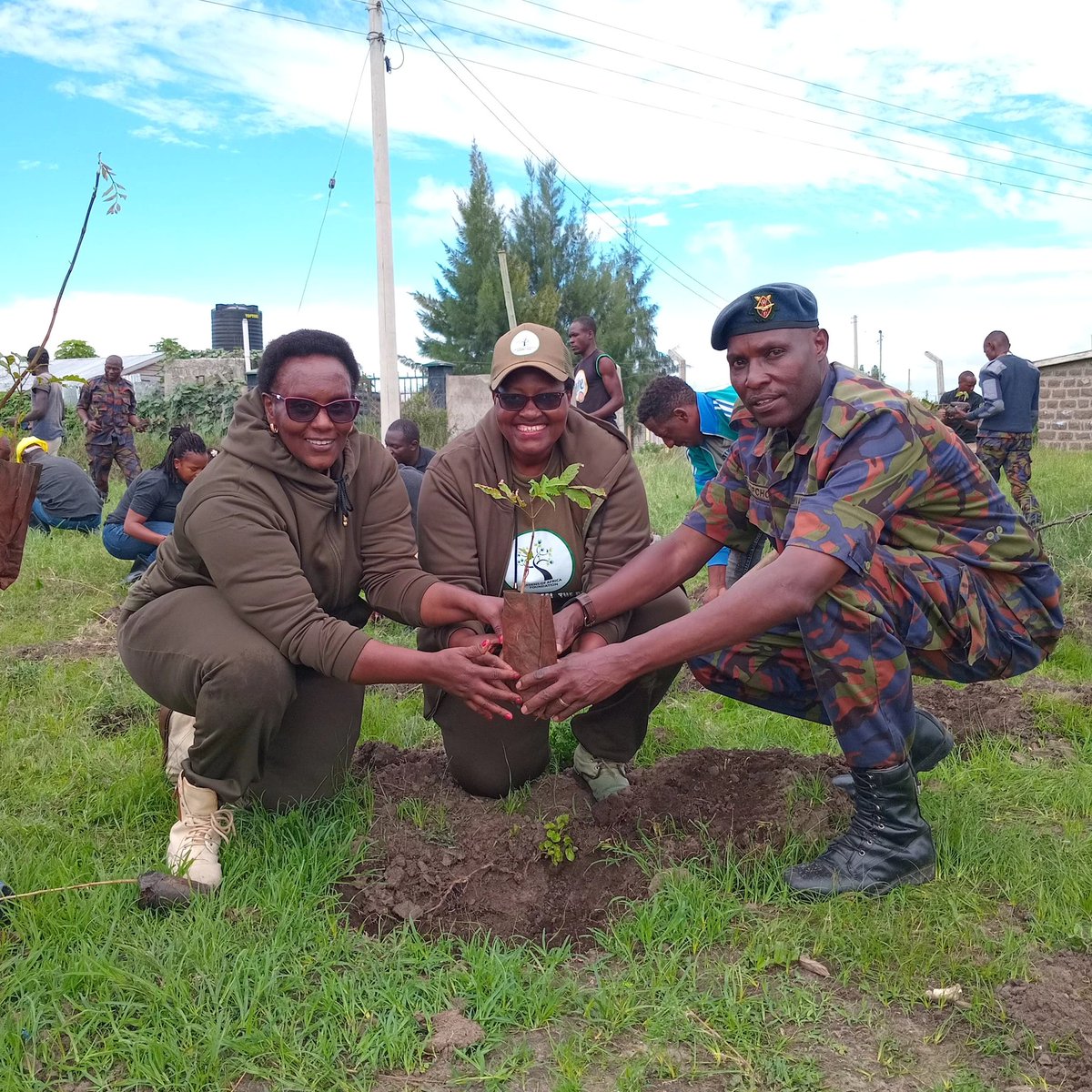 We are continuously partnering with @kdfinfo in ecosystem restoration. We were in Kajiado County planting trees with the community with the Kenya AirForce