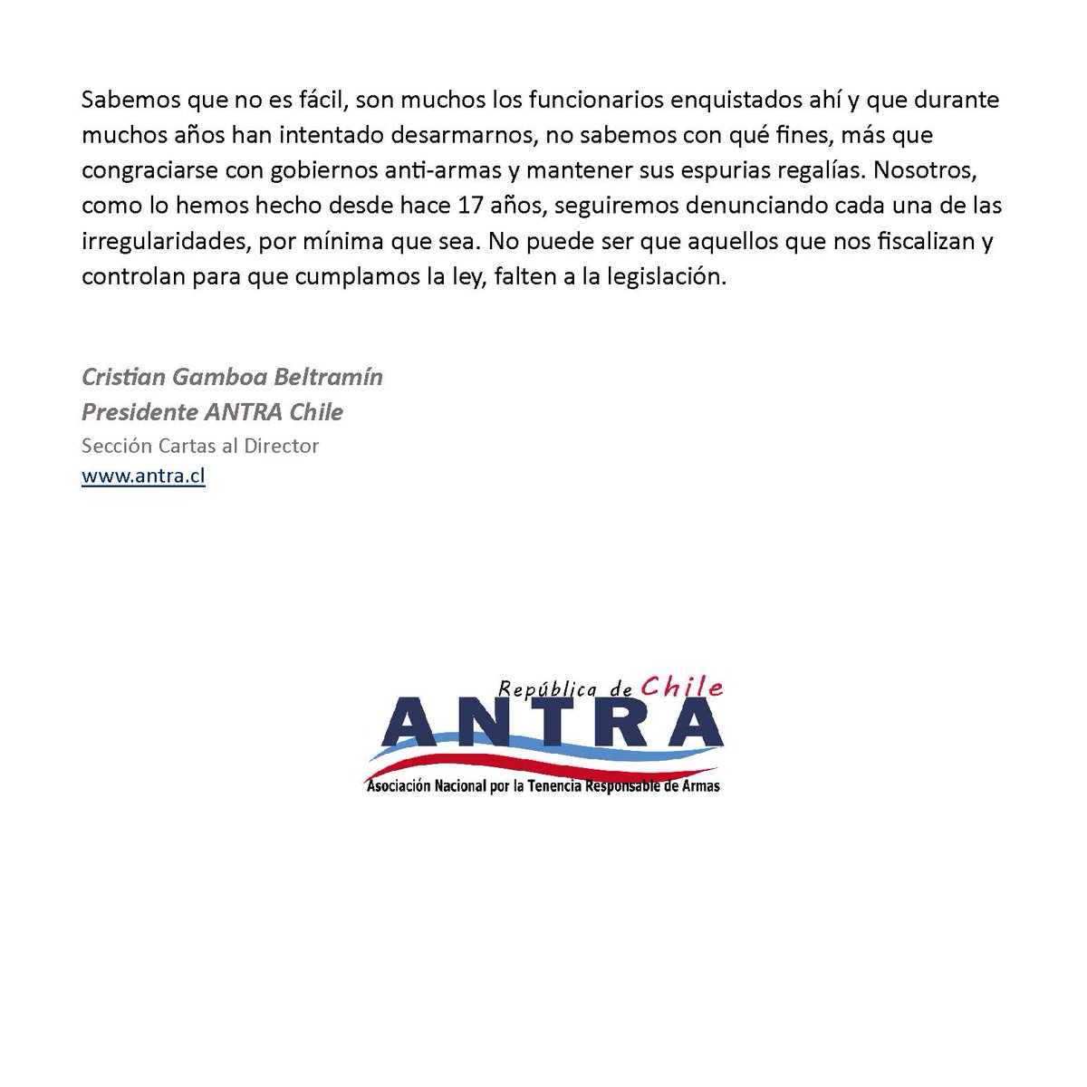 Pase y lea la nueva sección de 'Cartas al Director' de @ANTRA_Chile, abrimos con 'El General en su Laberinto'. Enterese, opine, participe. antra.cl/el-general-en-… @sgmu @lucorcas @GarciaMahias