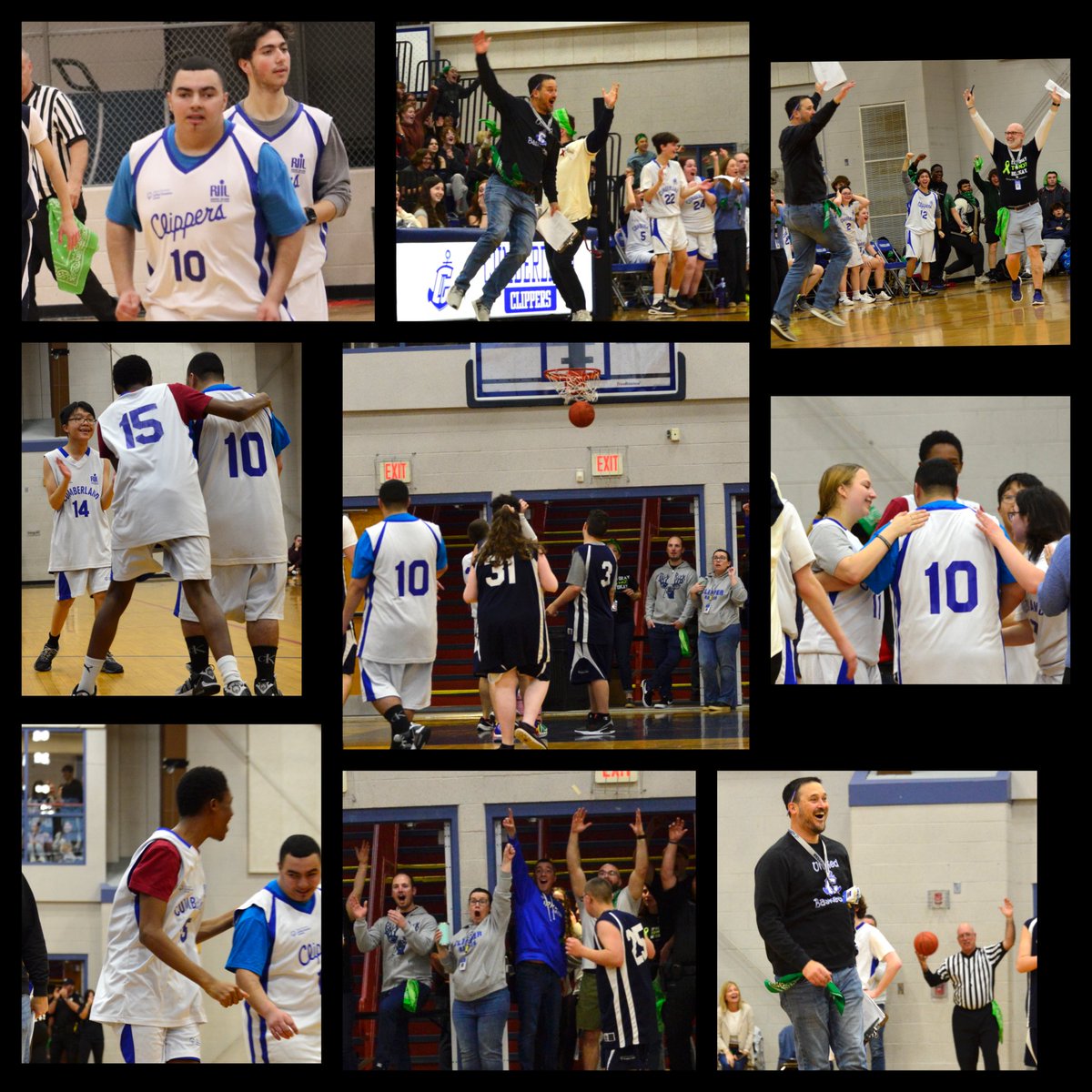 Cumberland's Jadason Barbosa made THE shot of the game, sinking a three-pointer from mid-court at the buzzer! 📸Karen Kuncz took these great reaction shots😲 If anyone caught it on video🎥, please share!