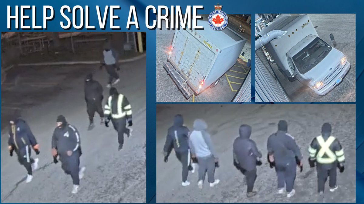 Police are looking for five suspects involved in the theft of $76,000 worth of steel products from a commercial business in Pickering, that occurred Friday, March 8, 2024. Full story: drps.ca/news/five-susp…