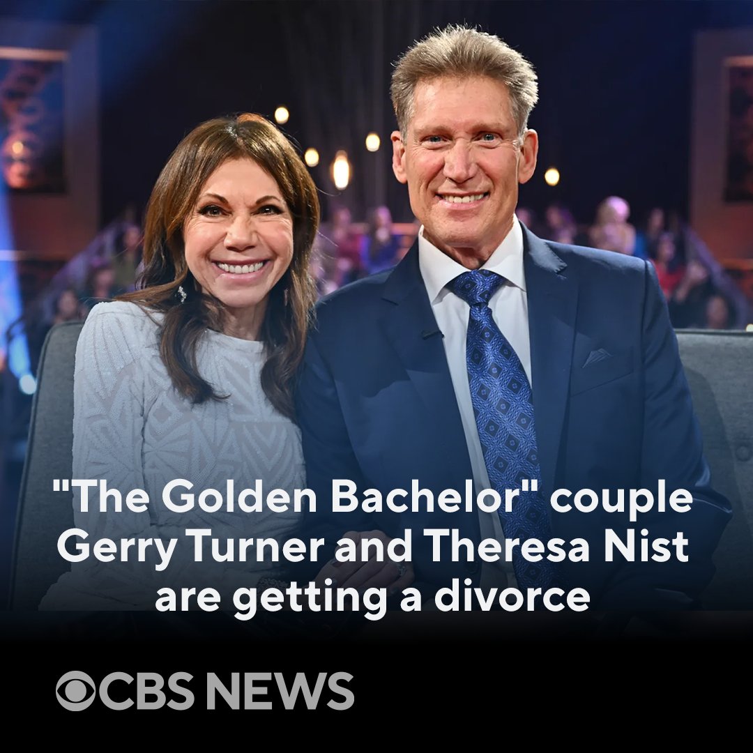 'The Golden Bachelor' couple, Gerry Turner and Theresa Nist, who got engaged on the ABC dating show and married on live TV, are getting divorced. The pair announced the news on Friday, about three months after they exchanged vows. cbsn.ws/3UfW28Y