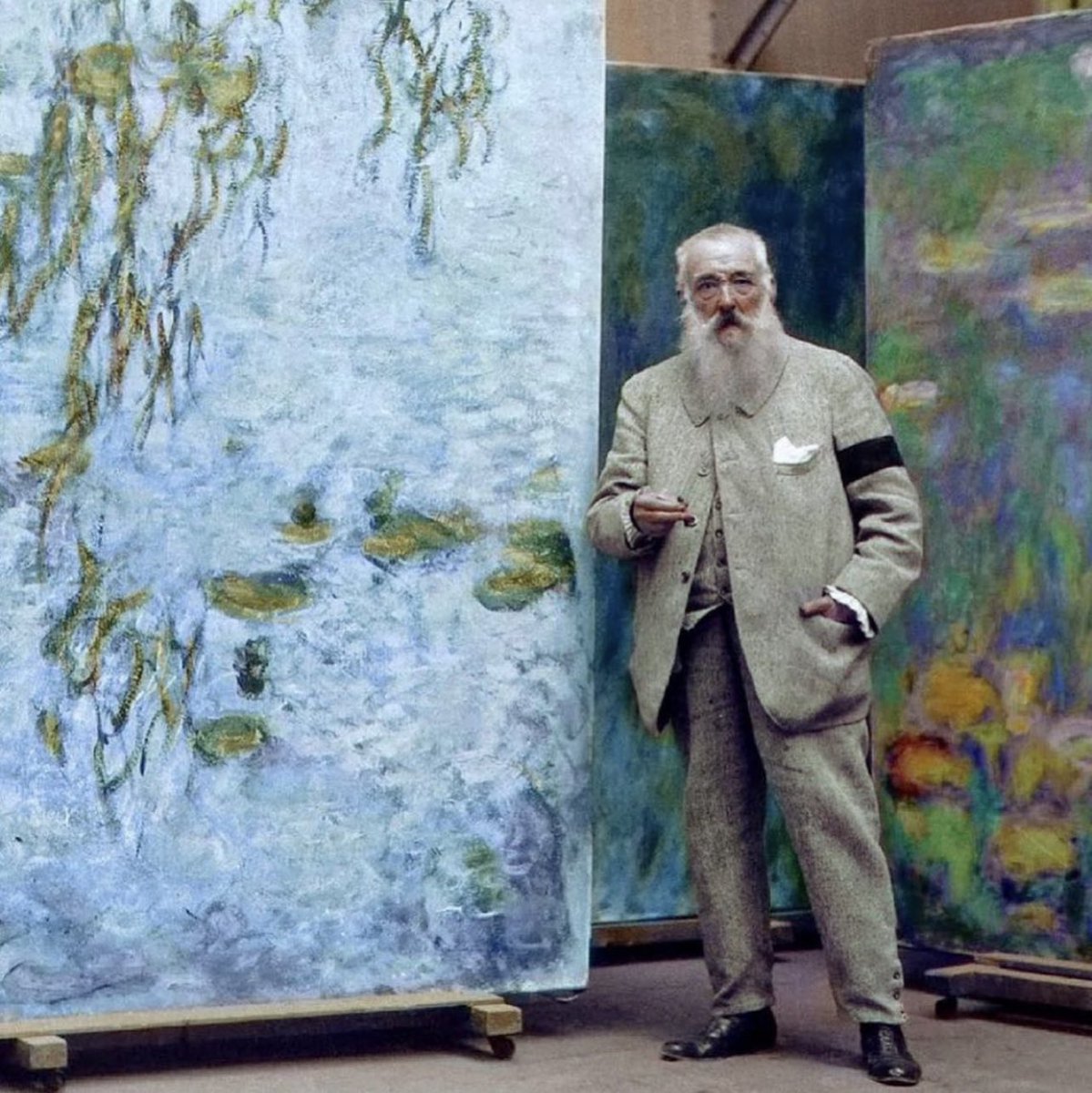 Claude Monet in front of his Waterlilies
