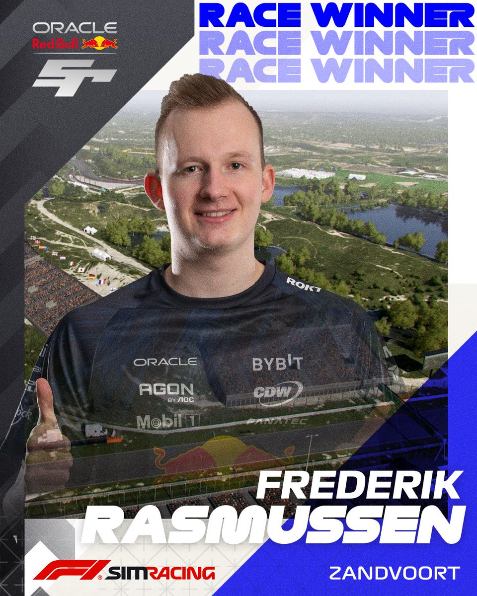 For the first time this season, we have a two-time race winner! The Great Dane @frederasmussen_ 🇩🇰 is the winner of the F1 Sim Racing Dutch Grand Prix 2024 👏 #F1SimRacing @redbullsimrace