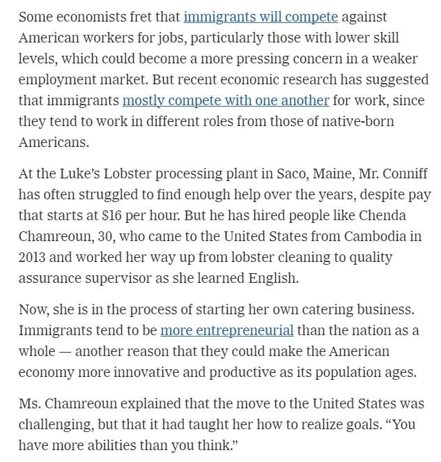 'As America overall ages, [Maine] offers a preview of what that could look like economically — and the critical role that immigrants are likely to play in filling the labor market holes that will be created as native-born workers retire.' nytimes.com/2024/04/12/bus…