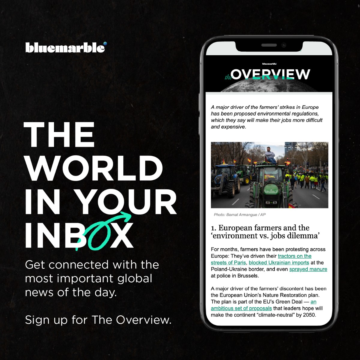 The world is big. A daily newsletter shouldn’t be. Every weekday, our Blue Marble team will send you the news you need to navigate the world. Subscribe to The Overview to get the most important global news of the day: brnw.ch/21wILFE