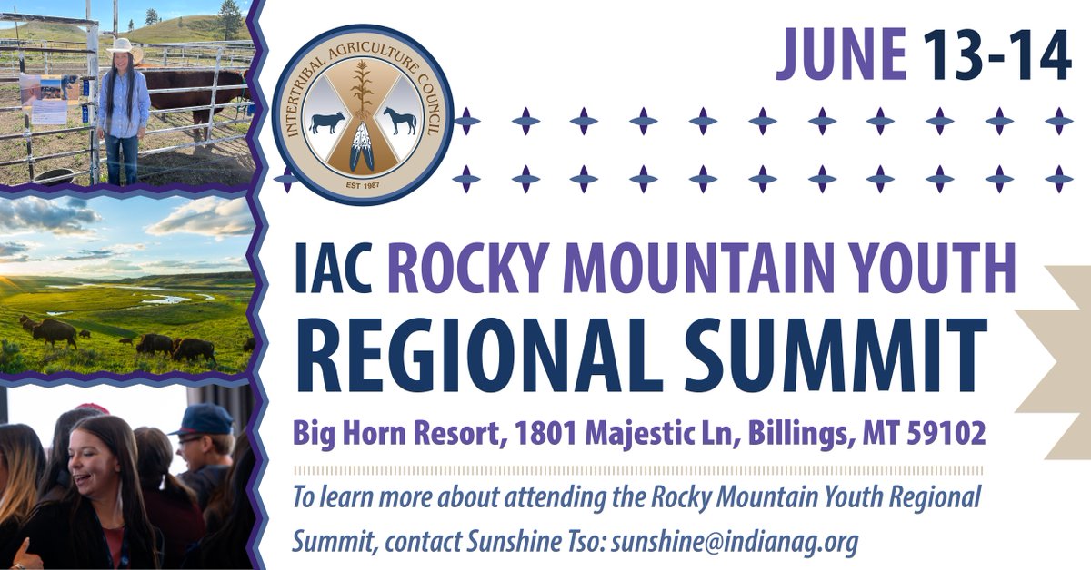 We are proud to announce our Rocky Mountain Youth Regional Summit will be held this June! Interested in attending? Reach out to Sunshine Tso: sunshine@indianag.org. More information at indianag.org/events JUNE 13 & 14 Billings, MT #Youth #RegionalSummit #RockyMountain