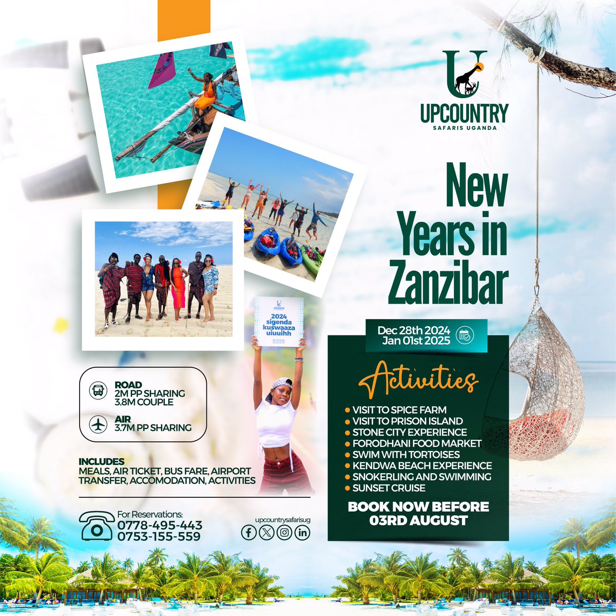 The ultimate 2024 final trip is here with @Upcountrysafari 

From pristine beaches to vibrant markets, miss not this unforgettable experience.

I highly recommend booking your next adventure with @Upcountrysafari 🌴🦁 #travelgoals #upcountrysafarisug #Zanzibar I will be there!