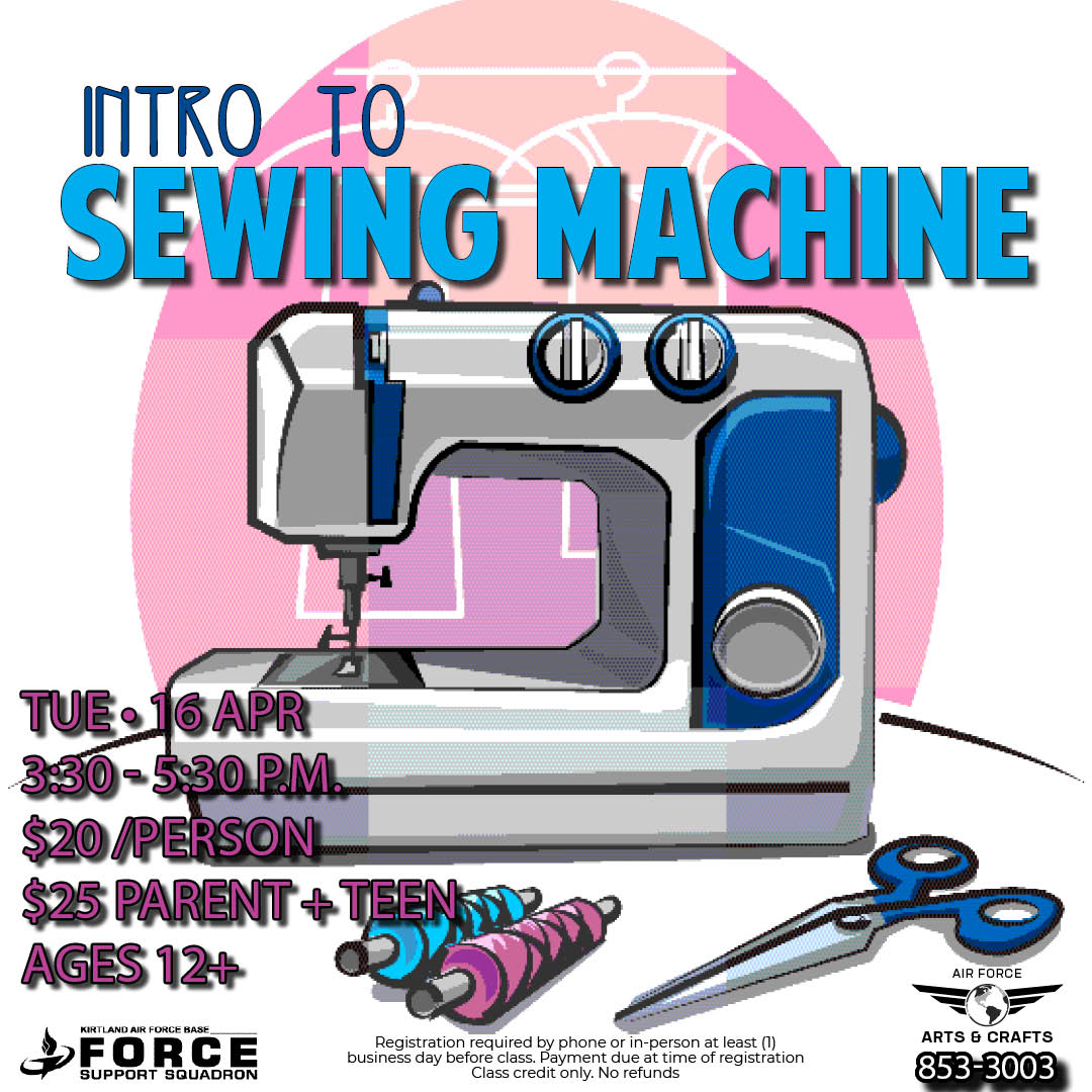 🧵🧵🌈🌈Get ready to thread your way through creativity with our #IntroToSewingMachine class at the #ArtsAndCraftsCenter!  
Whether you're a total beginner or looking to expand your skills, we've got you covered, #TeamKirtland. 🌈🌈🧵🧵

#377FSS #KirtlandForceSupport