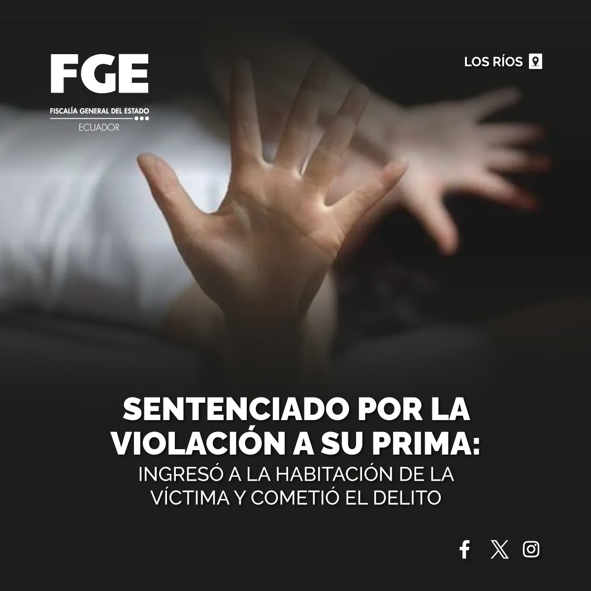 #ATENCIÓN | #LosRíos: #FiscalíaEc obtiene sentencia de 22 años de prisión para procesado por la #violación perpetrada contra su prima. Más información ⬇️ 🌐 tinyurl.com/4rrafr6c