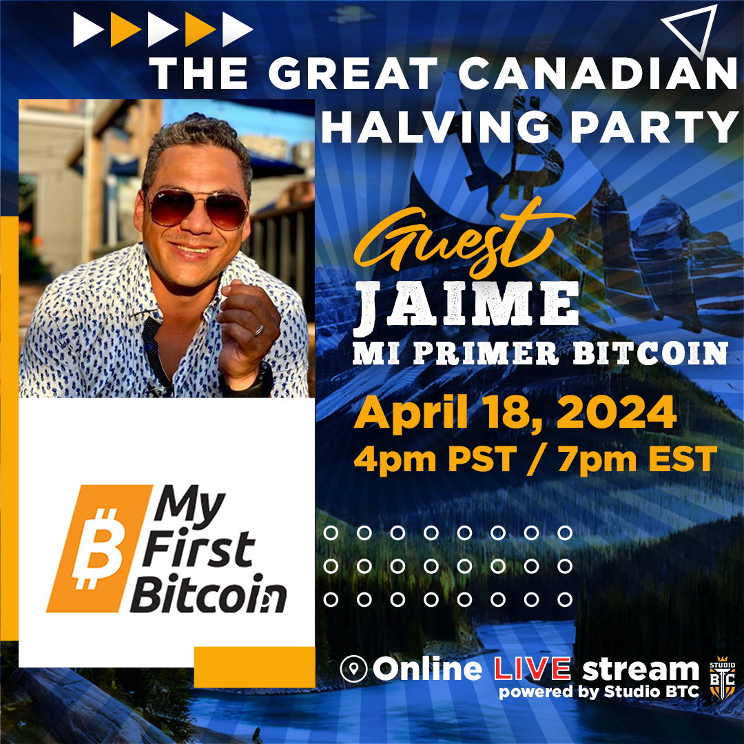 The Great Canadian Bitcoiners: Halving Party (@cad_bitcoiners) on Twitter photo Thrilled to have <a href="/JaimeWGarcia/">Jaime</a> join the Great Canadian Halving Party! A contributor to <a href="/BitcoinMagazine/">Bitcoin Magazine</a> and part of <a href="/MyfirstBitcoin_/">Mi Primer Bitcoin</a>, Jaime's expertise shines a light on Bitcoin education and adoption.
#GCHalvingParty Thrilled to have <a href="/JaimeWGarcia/">Jaime</a> join the Great Canadian Halving Party! A contributor to <a href="/BitcoinMagazine/">Bitcoin Magazine</a> and part of <a href="/MyfirstBitcoin_/">Mi Primer Bitcoin</a>, Jaime's expertise shines a light on Bitcoin education and adoption.
#GCHalvingParty