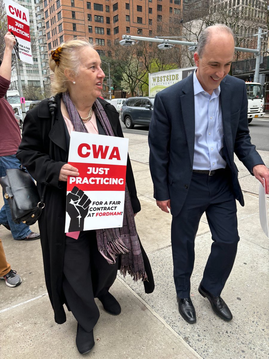 Thank you @galeabrewer for joining us at the Lincoln Center @FordhamGSW picket line today and for all of your support for @FordhamNYC's graduate workers!