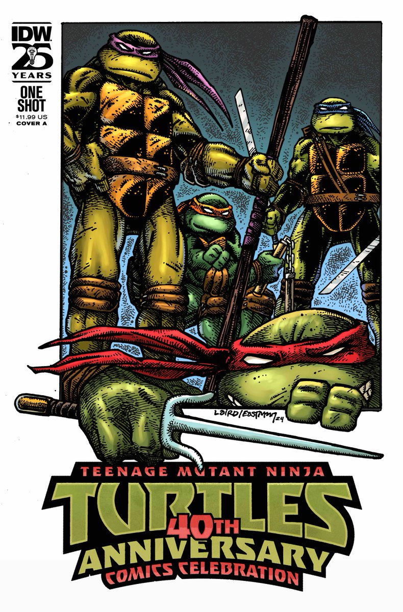 From the #TMNT comics & TV, fan-favorite creators come together to tell all-new stories, inspired by different eras for a #TMNT40Anniversary celebration. @Forbes article: ow.ly/yuoU50Rf73R Cover: @kevineastman86and Peter Laird. Out of the sewers and into LCS in July!