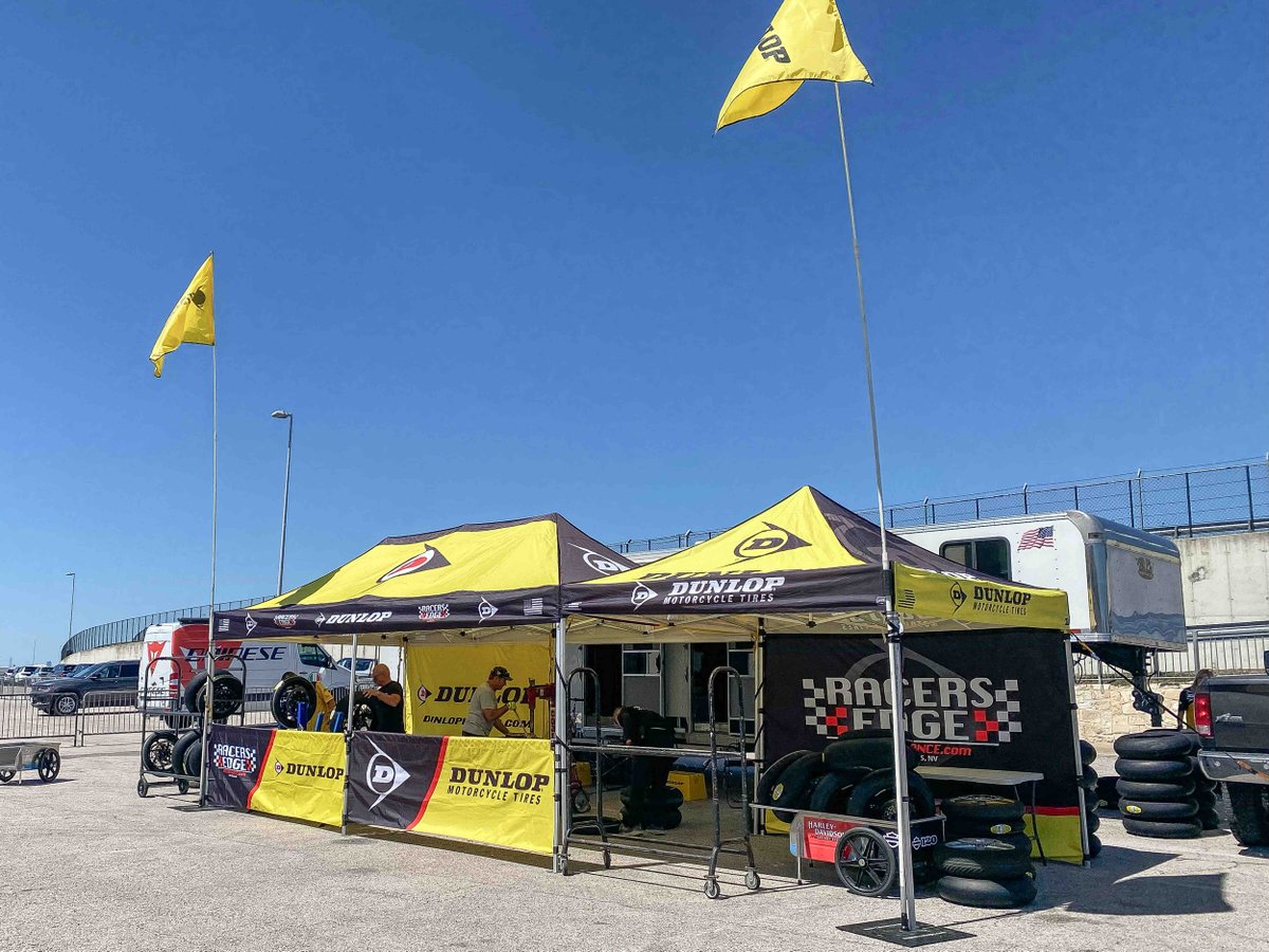 Set up here at @cota_official with @racersedgeperformance for @MotoAmerica King of the Baggers racing this weekend! #RideDunlop #RaceDunlop #Sportmax #SportmaxSlick #MotoAmerica #OfficialTire #COTA #KingOfTheBaggers