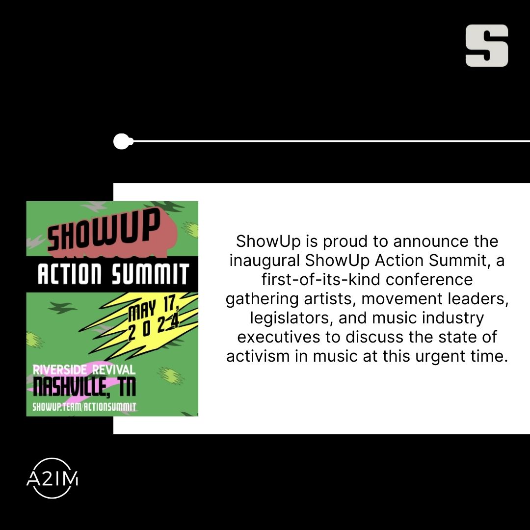 ⚡️For the first time, @ShowUp_team is organizing the ShowUp Action Summit: a conference gathering of artists, industry legislators and movement leaders discussing the state of activism in the music industry. 🌟 Learn more at our blog: bit.ly/4cYhXZF