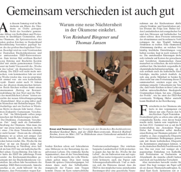 In der morgigen Samstags-⁦@faznet⁩ ein etwas längerer Riemen (gemeinsam mit dem geschätzten Kollegen Thomas Jansen) über den neuen Realismus in der Ökumene.