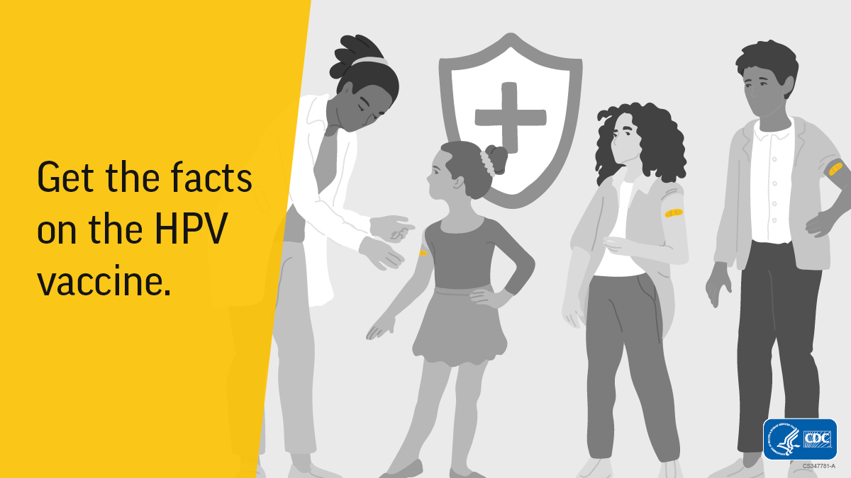 HPV (human papillomavirus) is a common virus that can cause #cancers later in life. Parents, get your child vaccinated with the recommended 2 doses of the HPV vaccine starting at age 11. cdc.gov/cancer/hpv/bas…