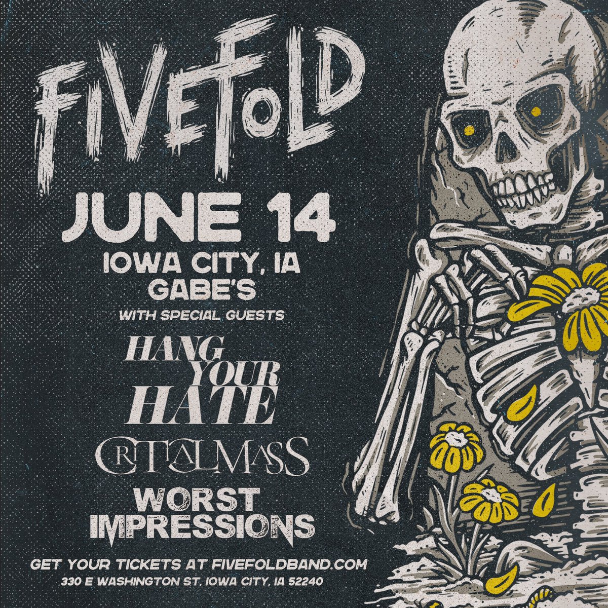 Just Announced! Fivefold will be at Gabe’s on June 14th 🤘 Tickets & Table Reservations available at icgabes.com