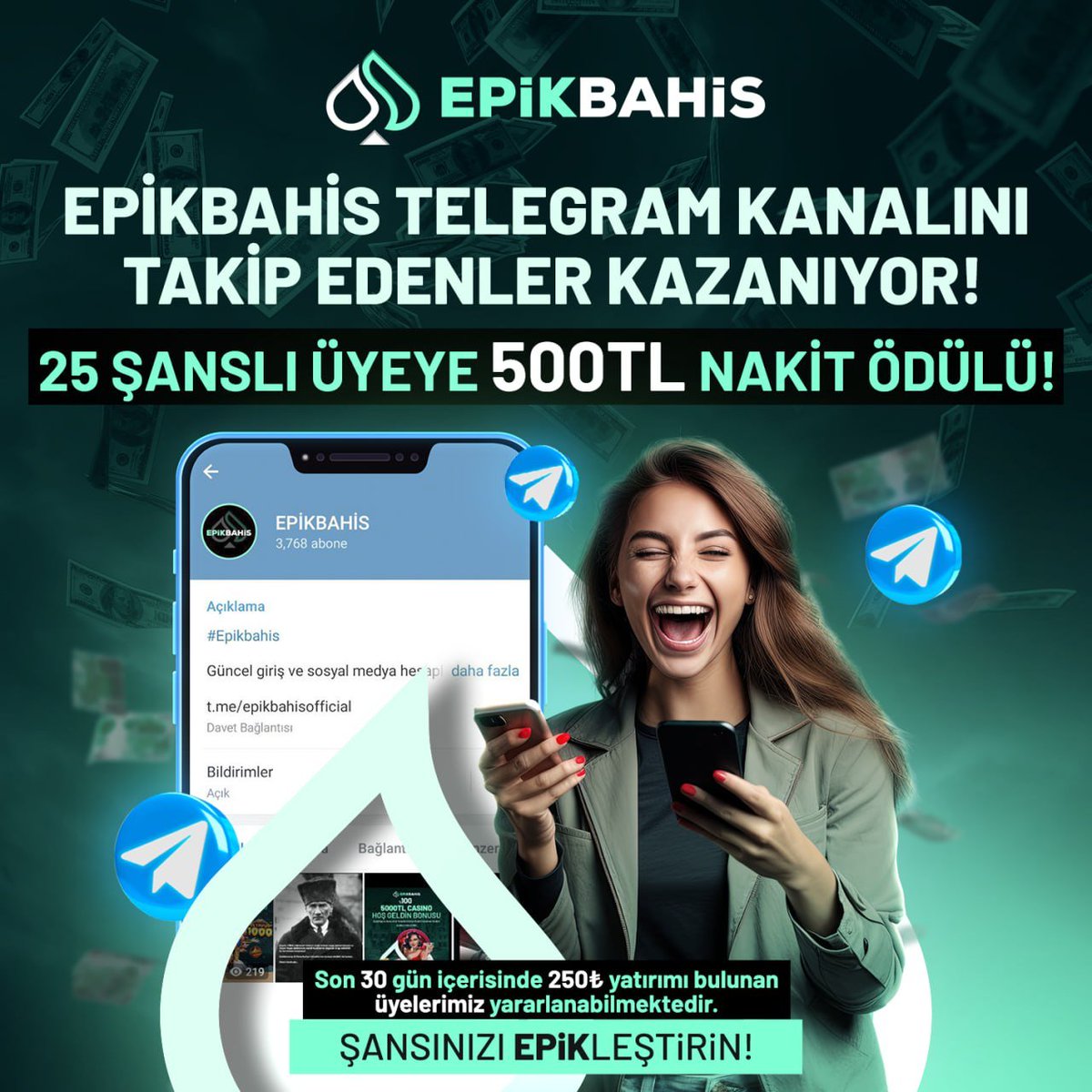 EPİKBAHİS TELEGRAM KANALINI TAKİP EDENLER KAZANIYOR!

🔥 2️⃣5️⃣ ŞANSLI ÜYEYE TAM  5️⃣0️⃣0️⃣  TL NAKİT ÖDÜLÜ!

🎁 ETKİNLİĞE KATILIMLAR 14 NİSAN'DA SONA ERMEKTEDİR!

❤️ ETKİNLİĞE KATILMAK İÇİN TIKLAYINIZ! (t.me/epikbahisbot)

⚠️ Son 30 gün içerisinde 250₺ yatırımı bulunan…