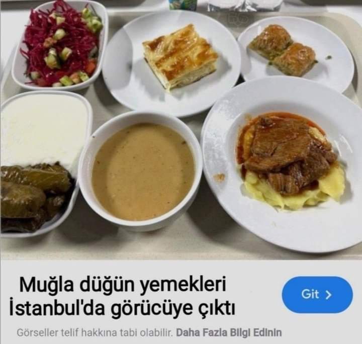 Muğla düğün yemeklerini İBB öğrenci yurtları yemek menüsü diye paylaşan Saraçhane medyası bayram bayram iyi güldürdünüz alemsiniz 😅😅