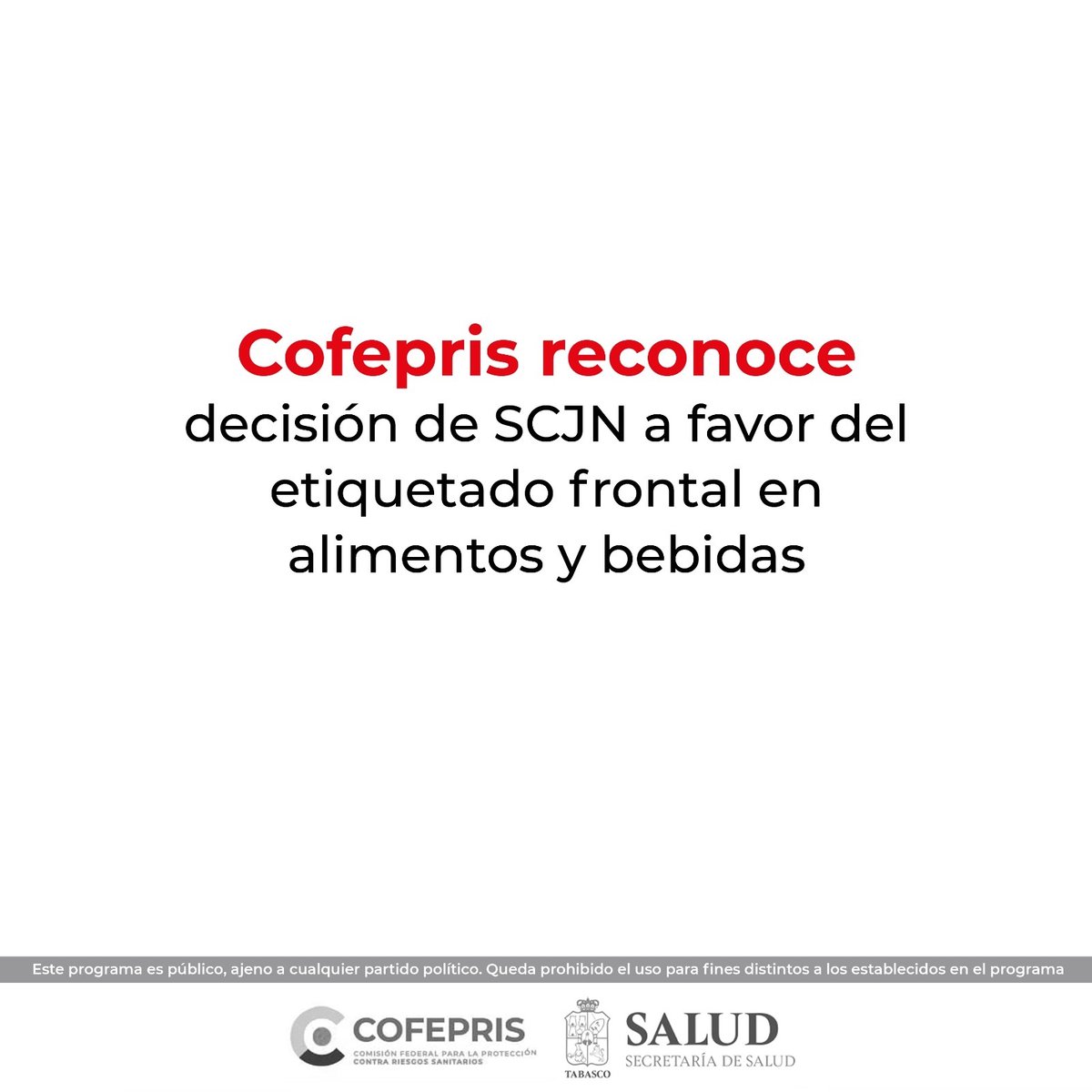 Reconoce @COFEPRIS decisión de SCJN a favor del etiquetado frontal en alimentos y bebidas. Más información👉🏼 bit.ly/4cWqZX6