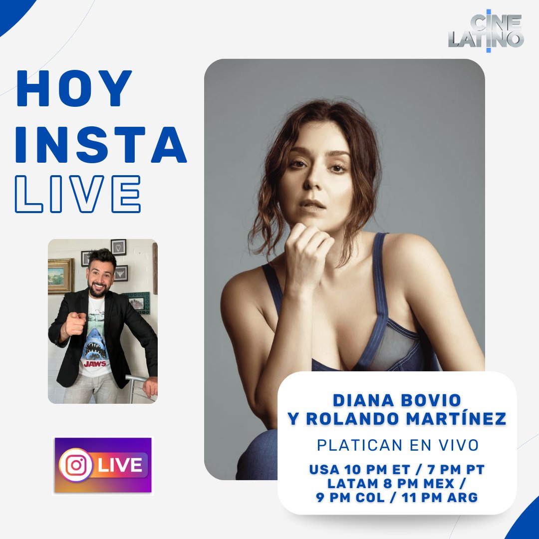 ¡HOY SÍ!👉 De parte de DIANA BOVIO y del equipo de Cinelatino, les pedimos una disculpa por no haber podido hacer el IG Live ayer, ¡pero hoy vamos con todo! No te lo pierdas a las ⏰10:00 PM ET/7:00 PT/8:00 MEX /9:00 COL /1 1:00 ARG ⭐@dibovio #CinelatinoUSA #CinelatinoLATAM