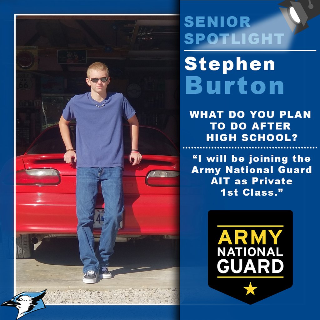 It is time for this week’s #BlueJay Senior Spotlight! Each week we will recognize seniors &amp; celebrate their post-secondary plans, whether it is college, trade school, the military, or a career they prepared for while attending high school. Congrats &amp; good luck to these seniors!