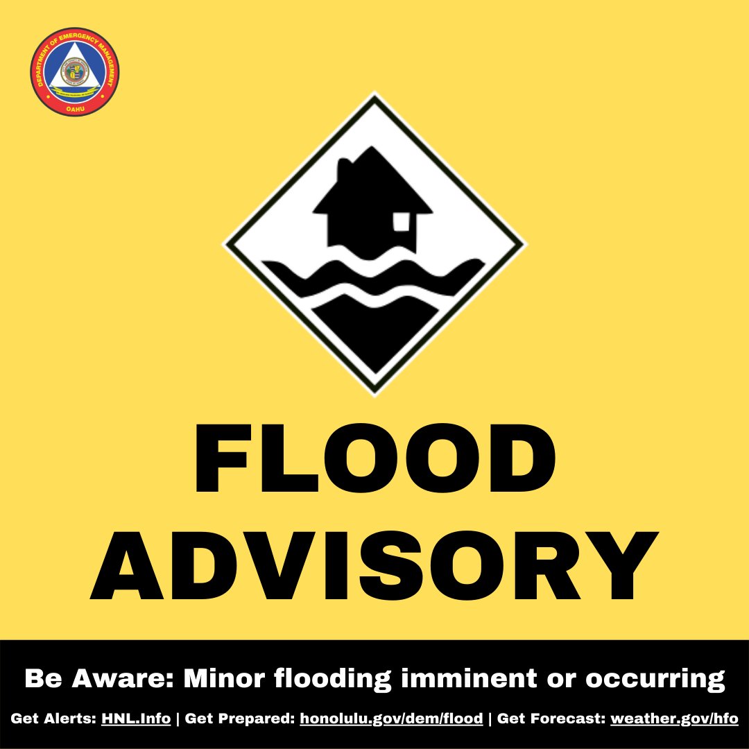 Flood Advisory for Oahu until 9:45AM Friday web1.hnl.info/hnlalerts/web-…