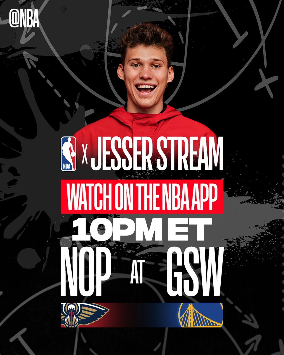 Watch tonight's Pelicans/Warriors game with @Jesser and Bucketsquad, FREE with your NBA ID! Any questions for the crew? Submit with #NBAJesserStream to have them answered during the game, tonight at 10pm/et on the NBA App! 📲💻 link.nba.com/Stream-Jesser