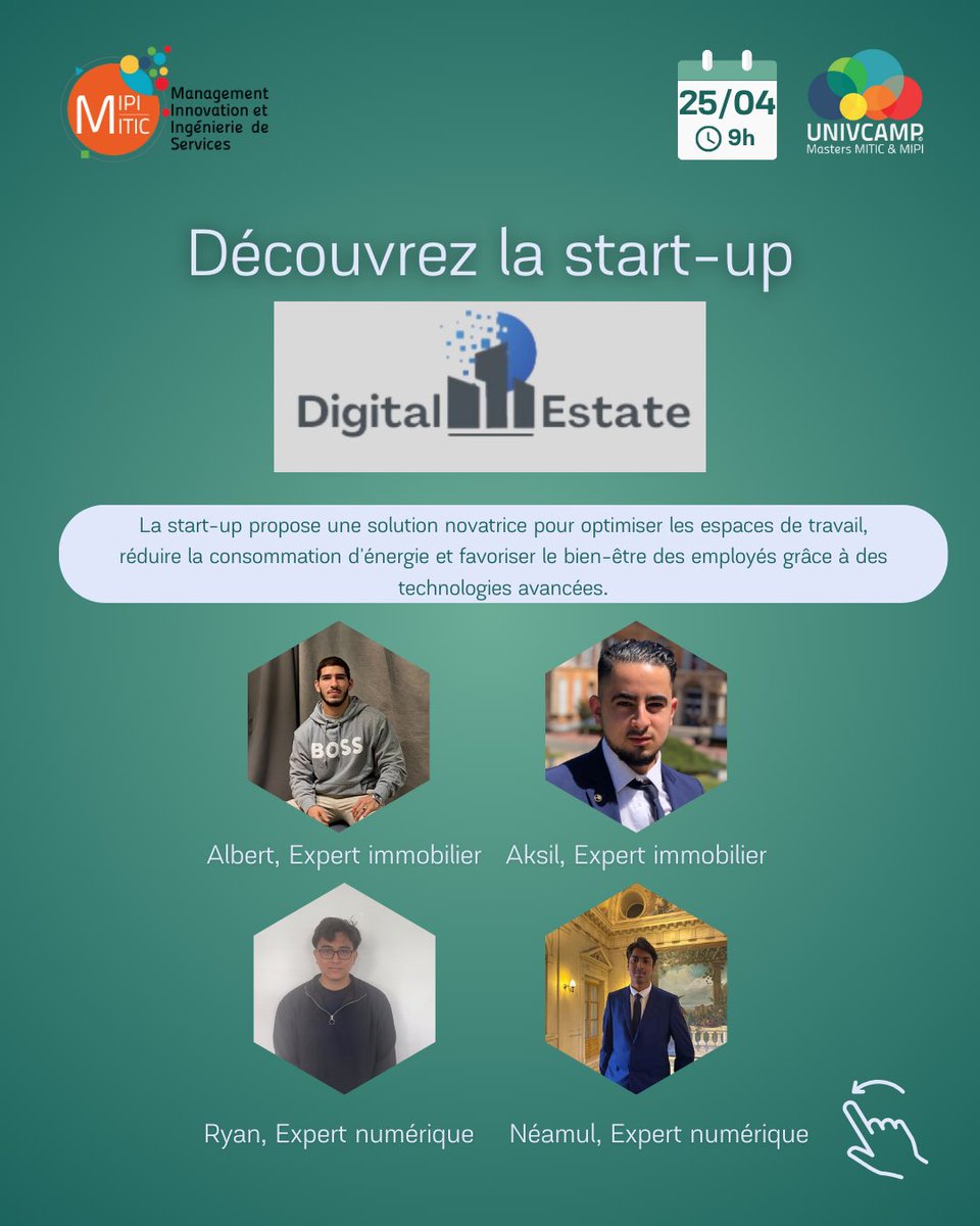 campusMIPIMITIC's tweet photo. 🎥 Coup de projecteur sur les 2 dernières start 🆙 du projet
#UNIVCAMP2024 !🍿

@DigitalEstate a adopté une #stratégie d’optimisation des #lieux de travail et des #bâtiments 🏬 par une analyse de données avancée📈, réduisant les coûts et améliorant l'efficacité. https://t.co/zGCevYkWe0