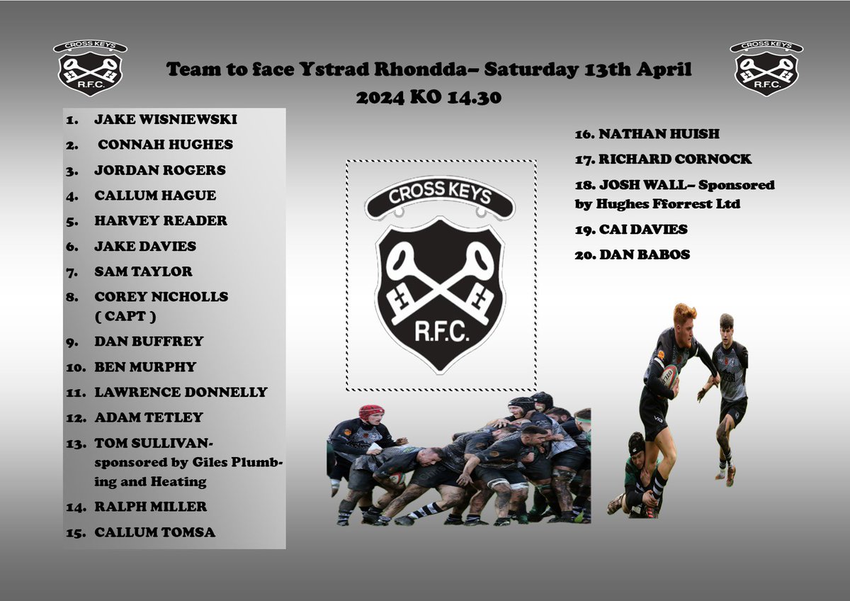 Team News 🔥 🔥🔥🏉🏉🏉🗝️🗝️🗝️ @MorganStoddart @IOSCARE @Ieuan91 @footygeek55 @SophieWatkins14 @SteveMorrisSJM @peteglast @ronevans2404