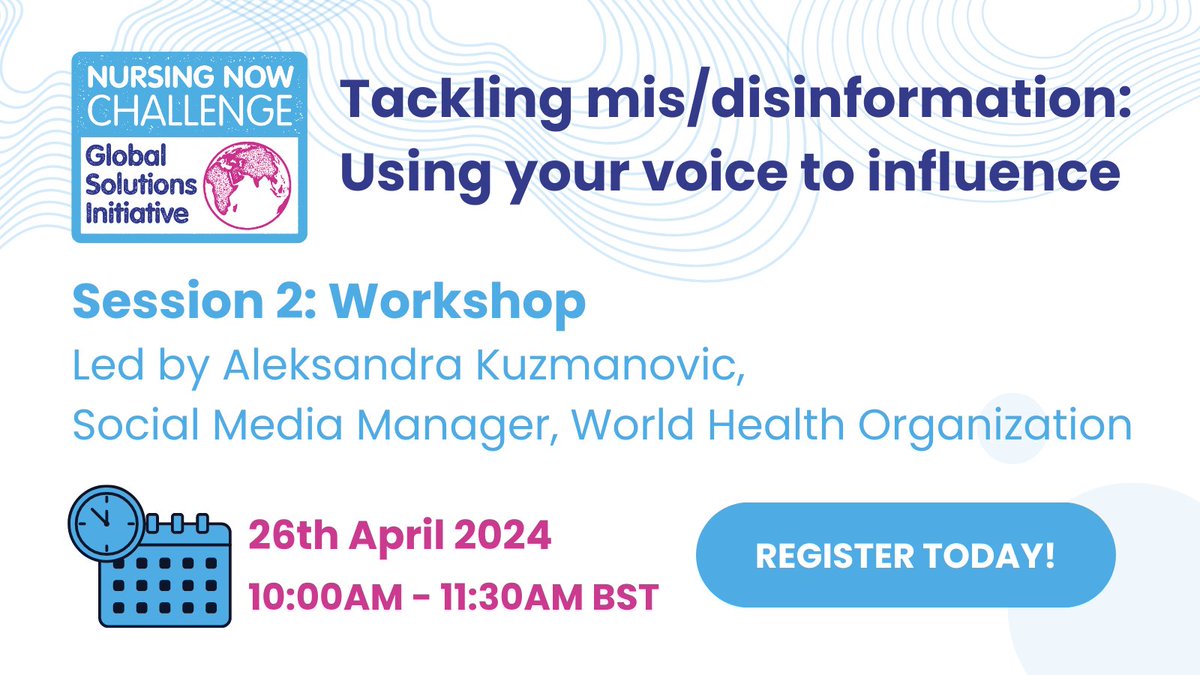 📢New #NNCGSI workshop coming soon! Register your free place today 👇 bit.ly/3vTiOtR #Misinformation #Disinformation #PandemicAccord #Nurses #Leadership @KuzmanovicA @ProfessorAisha @BurdettTrust @PaulGarwood @gabbystern