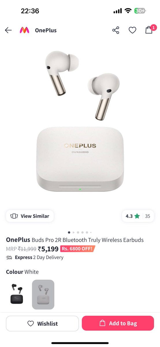 OnePlus Buds Pro 2R selling for Rs 5099 on Myntra