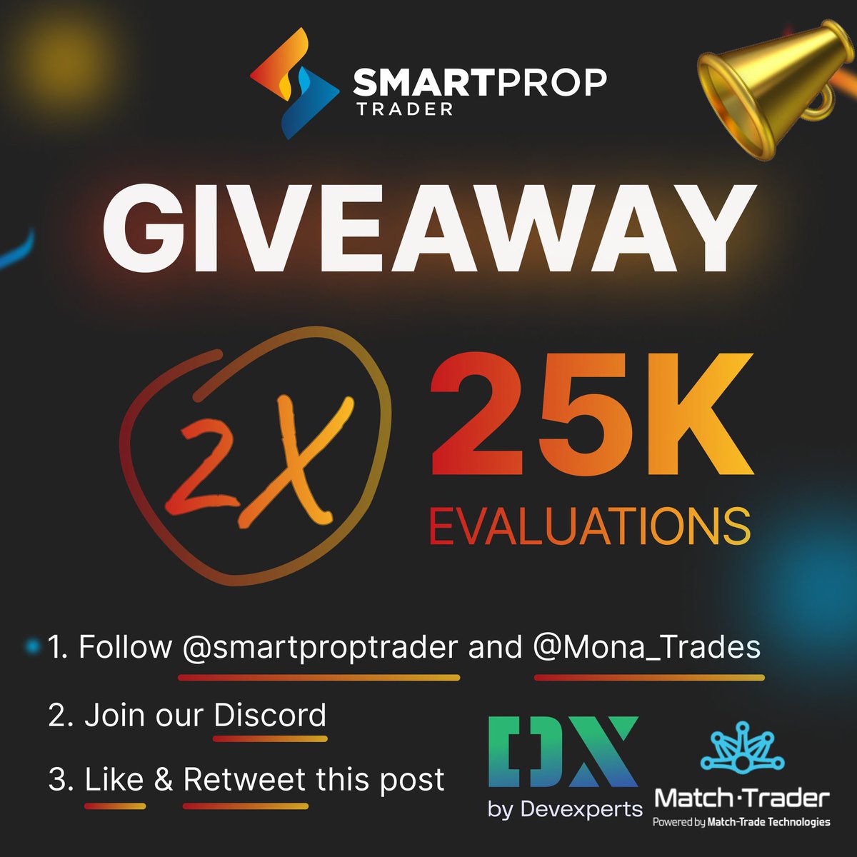 To celebrate my new partnership with @SmartPropTrader we are giving 2 accounts away! ✨

🎁 2 x 25k Challenge 🎁

RULES: 

1️⃣ Follow: @Mona_Trades, @SmartPropTrader 

2️⃣ Like, RT & Tag 3 trader friends ✨

3️⃣ Turn my noti on 🔔

Follow all steps, Good luck🥂