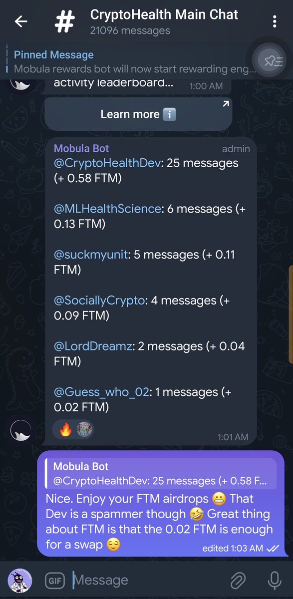 First set of rewards paid out in the #healthies Telegram. Keep @CryptoHealthDev company and engage with the community and be rewarded with $FTM #airdrops.

Build the future of single pay, long term cover health insurance with us at t.me/cryptohealth_o…. 👌