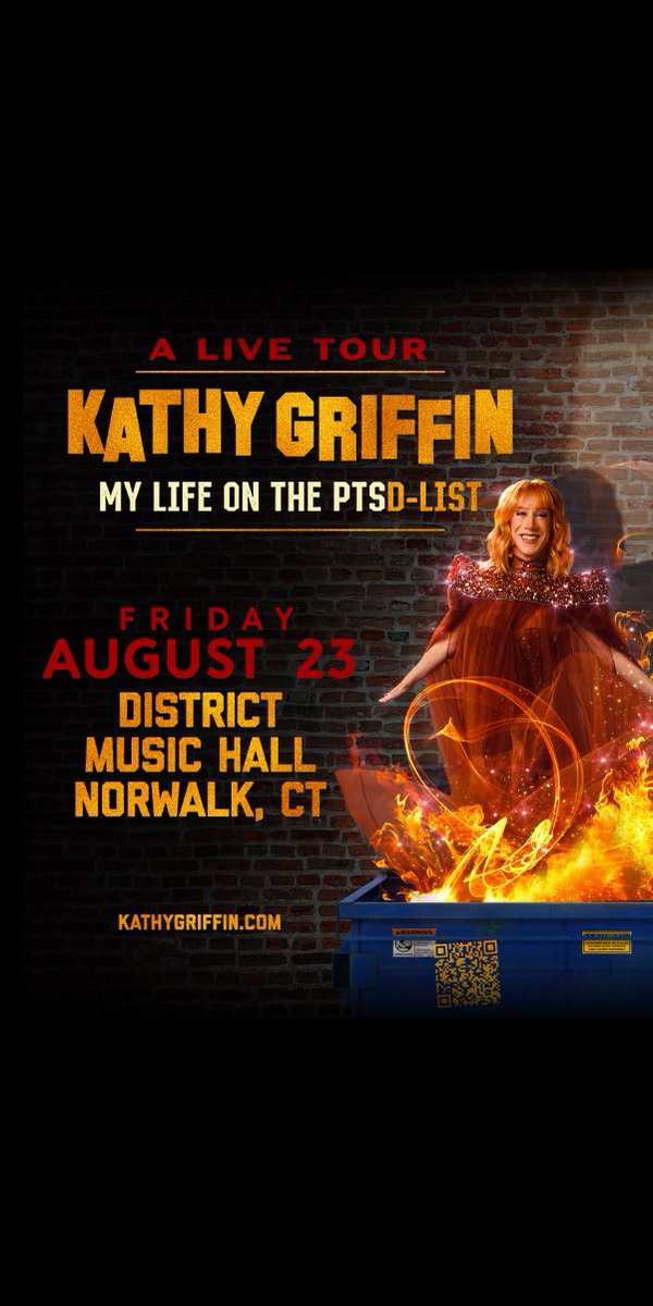 Connecticut! I'm bringing “My Life on the PTSD-List' tour to Norwalk on August 23rd at District Music Hall! Tickets are on sale now! 🔥 eventbrite.com/e/kathy-griffi…