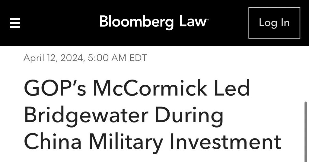 David McCormick is a sellout and a national security risk.  Despite his claims of being tough on China, McCormick invested millions of dollars in Chinese military companies. He only cares about his own financial gain. #PASen 👉 news.bloomberglaw.com/private-equity…