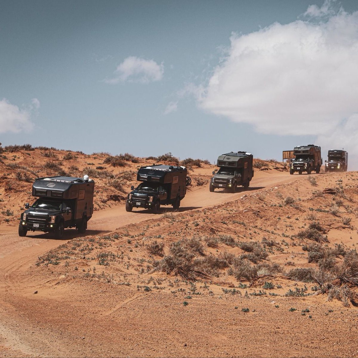 An EarthRoamer Convoy: Ready for rugged trails, off-grid living, and endless memories. · · · #earthroamer #offroad4x4 #expeditionvehicle #campinglife #overlanding #4x4life #4x4trucks #vanlife #vanlifeadventures