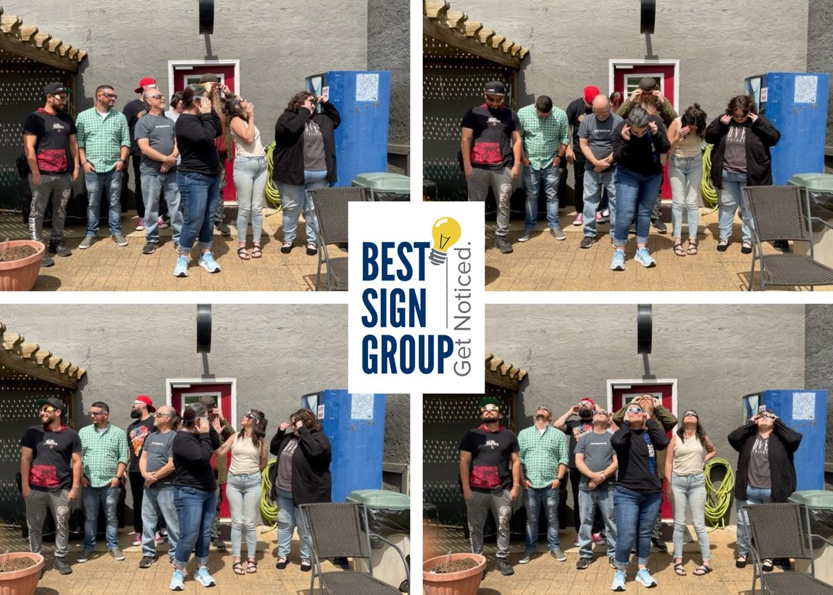 BestSignGroup's tweet image. A little late to the game, but some of our team took a peek at the eclipse on Monday.  There may have been some folks not paying attention to the directions.