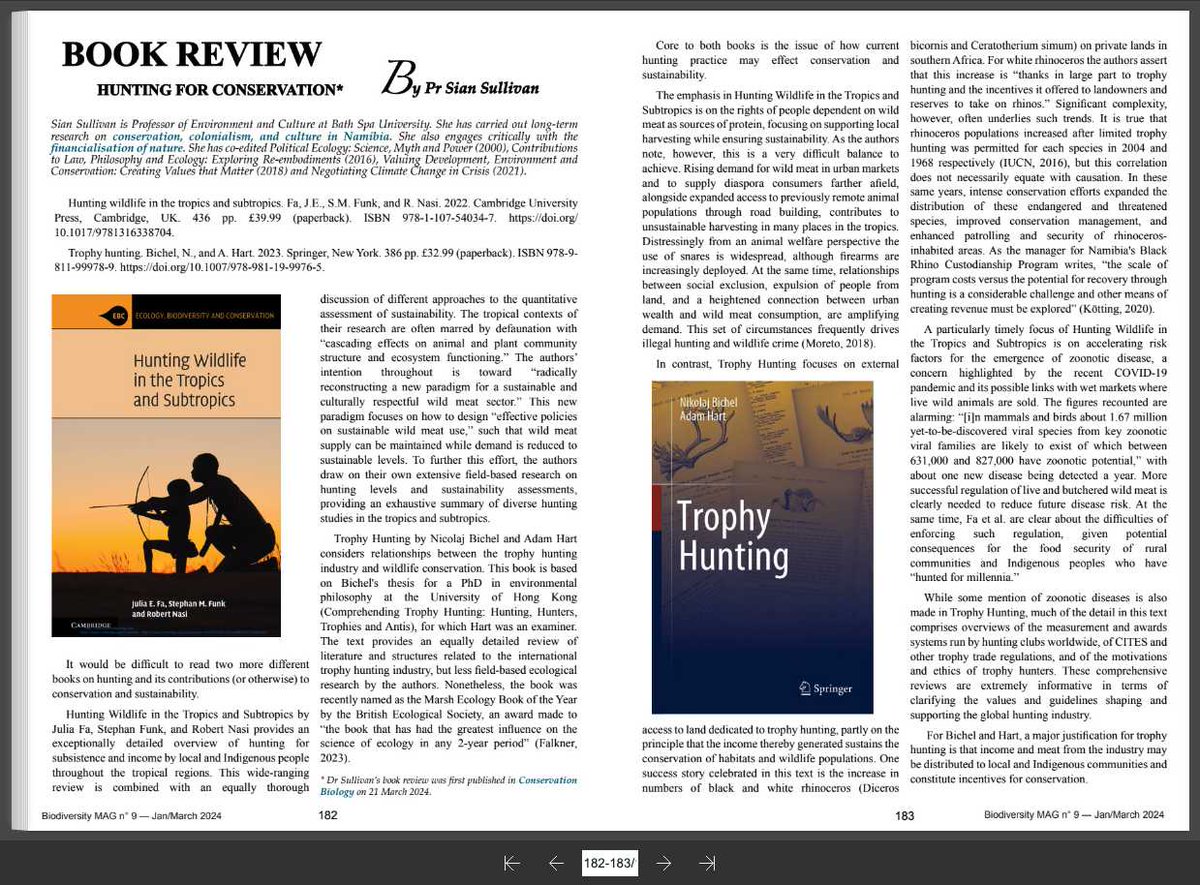 Happy to see my #Hunting for #Conservation double book review re-appear in the new edition of @BiodiversityMag on 'Hunting, #AnimalWelfare & #Biodiversity', edited by @DingliLaurent Full mag ➡️ online.flipbuilder.com/LaurentDingli/…